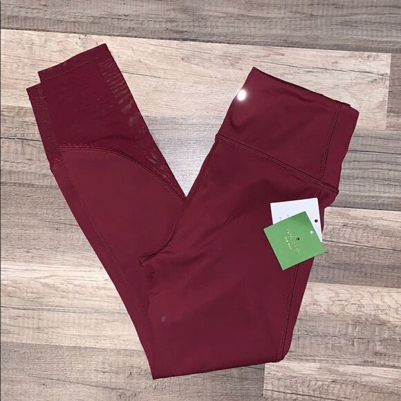 KATE SPADE Deep Garnet Micro Mesh Legging-XS - Picture 4 of 5